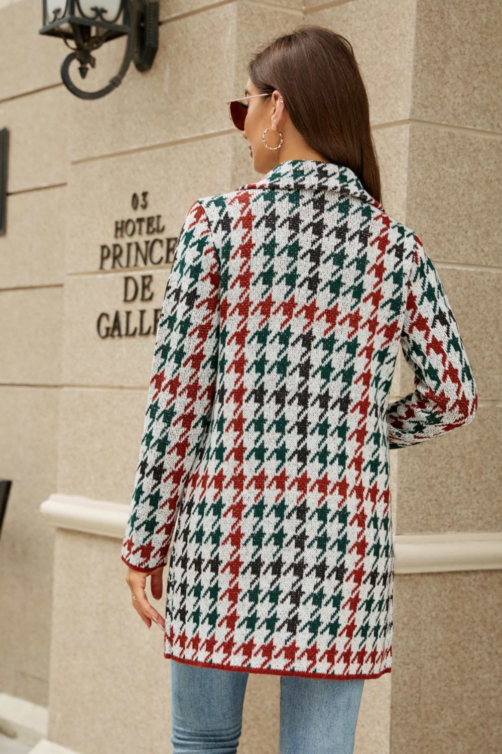 Open Front Lapel Collar Cardigan