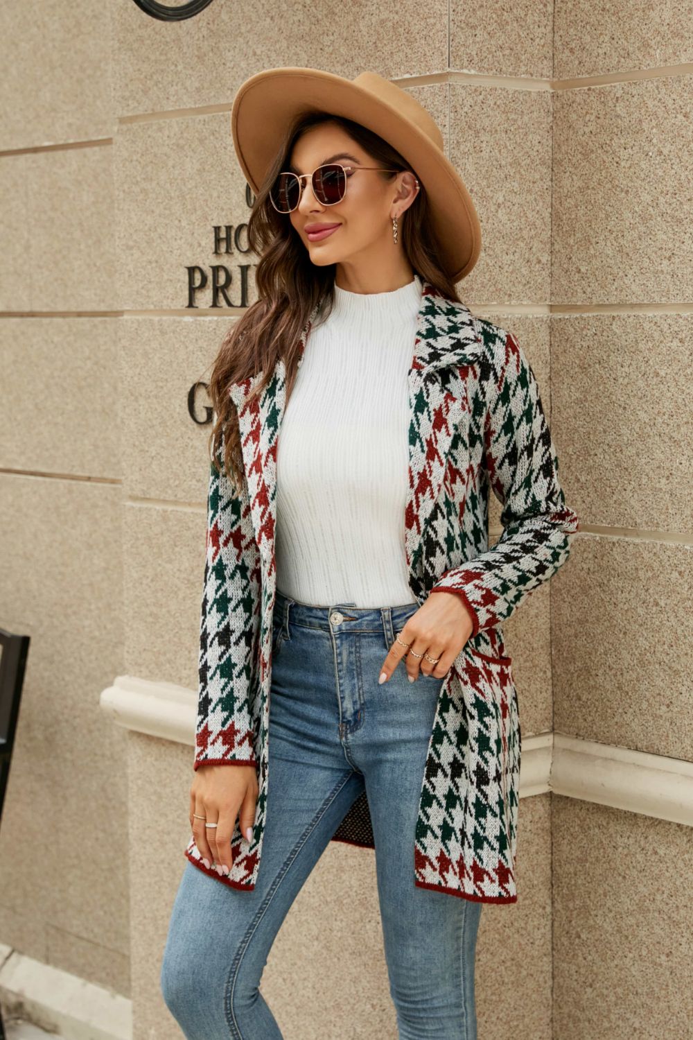 Open Front Lapel Collar Cardigan