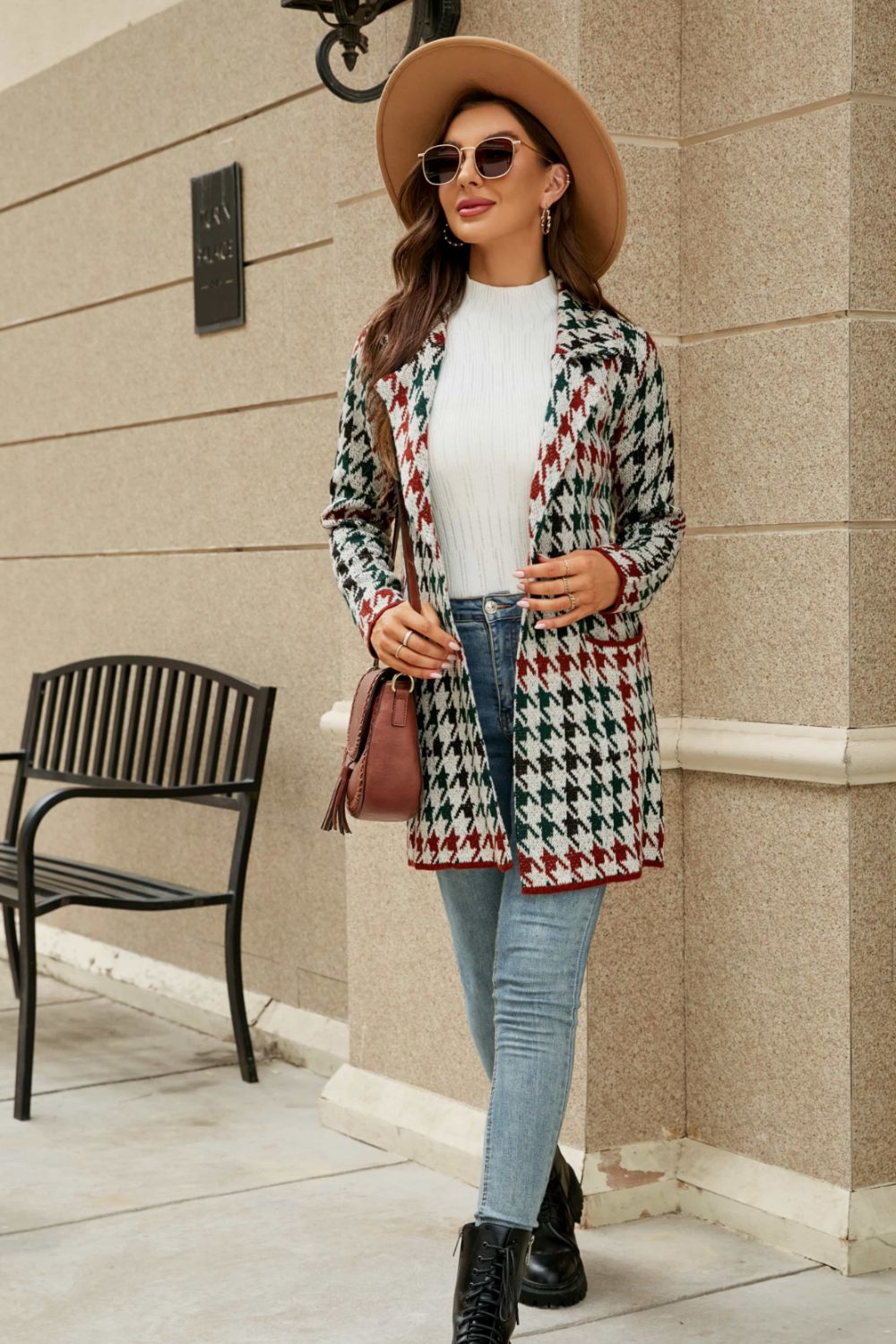 Open Front Lapel Collar Cardigan