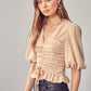 Puff Sleeve Cinched Top