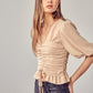 Puff Sleeve Cinched Top