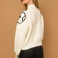 Flower Embroidery Mock Neck Sweater