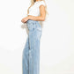 Criss Cross High Waisted Wide Leg Jeans