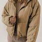 Zip Up Collared Neck Long Sleeve Winter Coat