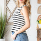 Striped Ribbed Round Neck Tank