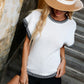 Contrast Round Neck Short Sleeve Knit Top