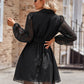 Belted Surplice Neck Long Sleeve Mini Dress
