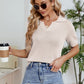 Johnny Collar Short Sleeve Knit Top