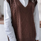 Cable-Knit Ribbed V-Neck Sweater Vest