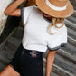 Contrast Round Neck Short Sleeve Knit Top