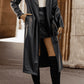 Lapel Collar Tie Waist Long Sleeve Trench Coat