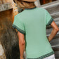 Contrast Round Neck Short Sleeve Knit Top