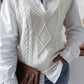 Cable-Knit Ribbed V-Neck Sweater Vest