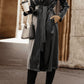 Lapel Collar Tie Waist Long Sleeve Trench Coat
