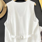 Buttoned V-Neck Slit Tank