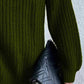 Full Size Turtleneck Rib-Knit Slit Sweater