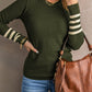 Striped Round Neck Long Sleeve Knit Top