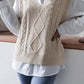 Cable-Knit Ribbed V-Neck Sweater Vest
