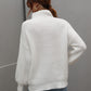 High Neck Balloon Sleeve Rib-Knit Pullover Sweater