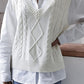 Cable-Knit Ribbed V-Neck Sweater Vest
