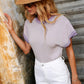 Contrast Round Neck Short Sleeve Knit Top