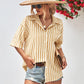 Striped Dropped Shoulder Half Sleeve Shirt