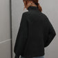 High Neck Balloon Sleeve Rib-Knit Pullover Sweater