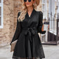 Belted Surplice Neck Long Sleeve Mini Dress