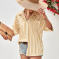 Striped Dropped Shoulder Half Sleeve Shirt