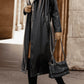 Lapel Collar Tie Waist Long Sleeve Trench Coat