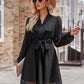 Belted Surplice Neck Long Sleeve Mini Dress