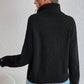 Decorative Button Turtleneck Dropped Shoulder Sweater