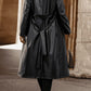 Lapel Collar Tie Waist Long Sleeve Trench Coat