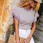 Contrast Round Neck Short Sleeve Knit Top