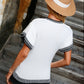 Contrast Round Neck Short Sleeve Knit Top