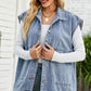 Collared Neck Sleeveless Denim Top with Pockets
